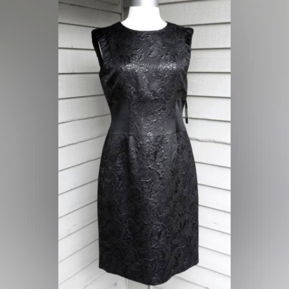 ANTONIO MELANI Dresses & Skirts - Antonio Melani Floral Print Faux Leather Dress Size 6